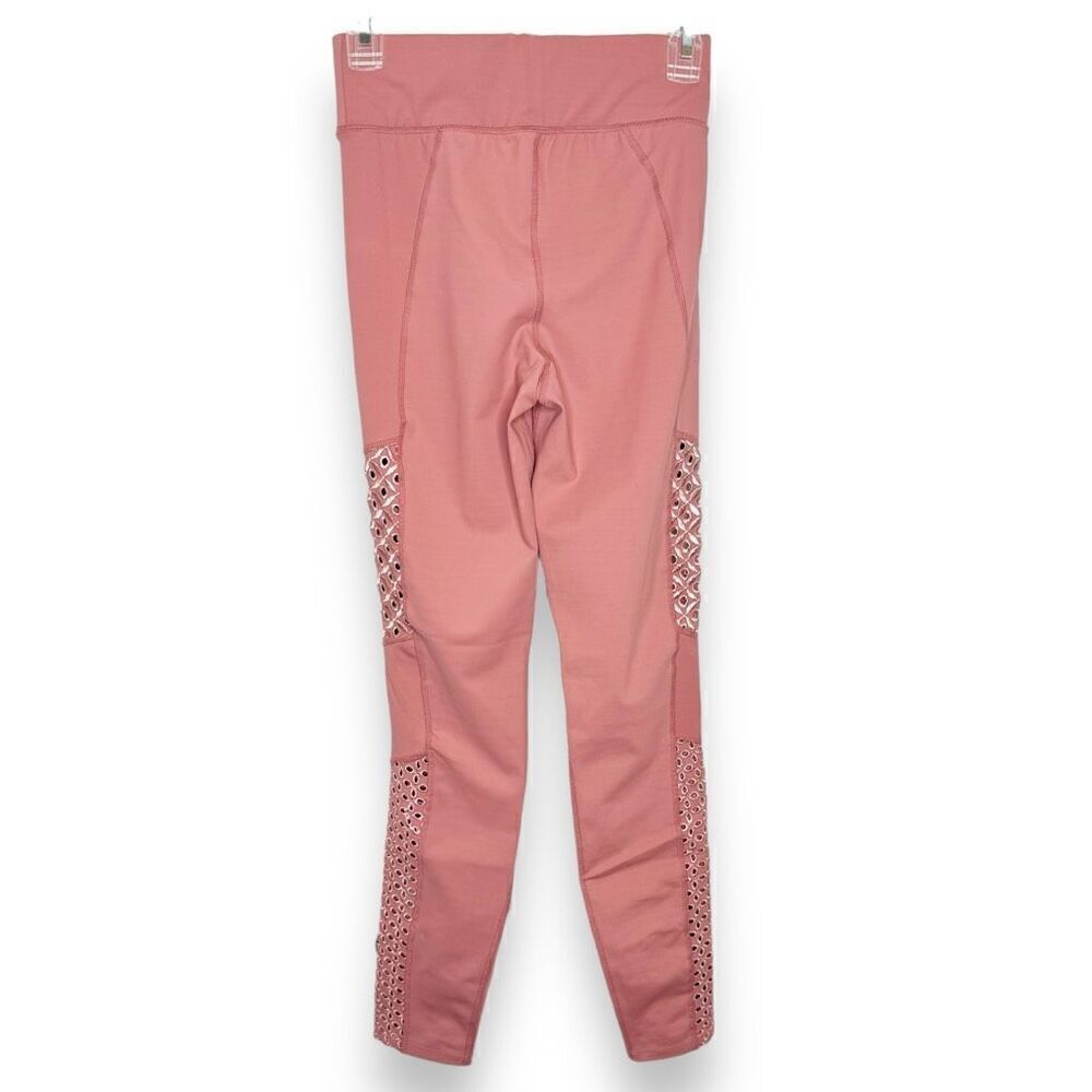 Carbon 38 Floral Eyelet Side Panel High-Rise Leggings Rose Pink Women’s Size S - Picture 6 of 7